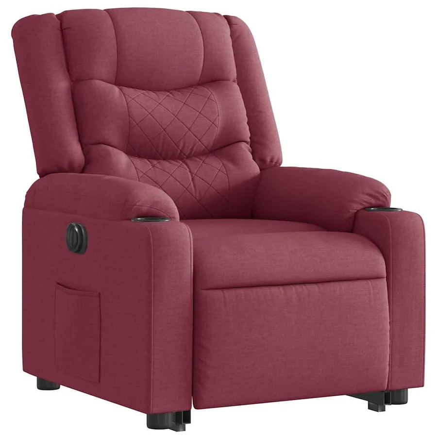 Fauteuil inclinable électrique rouge bordeaux tissu - 6