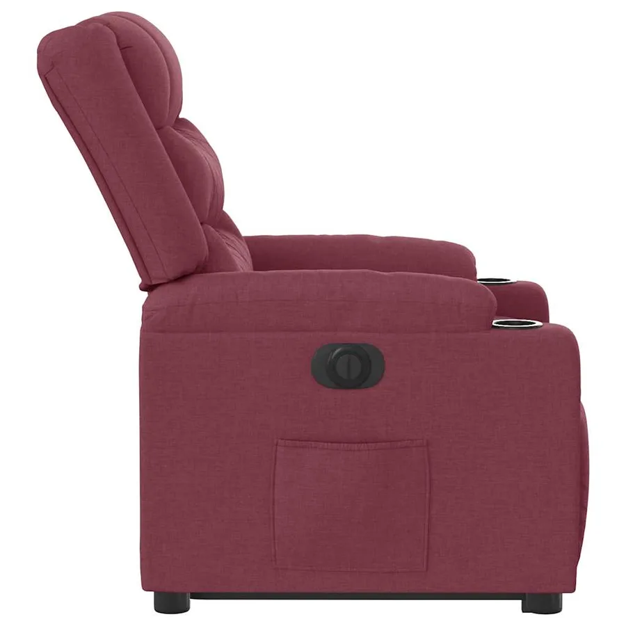 Fauteuil inclinable électrique rouge bordeaux tissu - 7