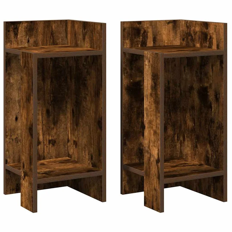 Tables d'appoint 2 pcs avec étagère chêne fumé 25,5x27x60 cm - 2