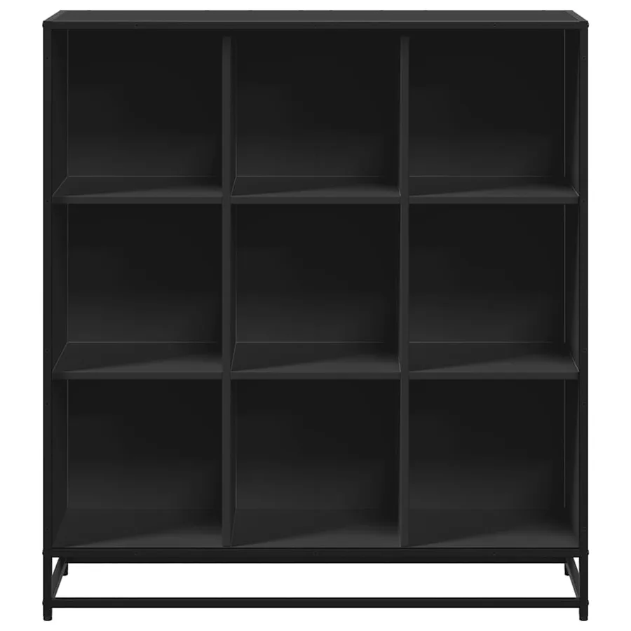 Bibliothèque noir 97,5x33x107,5 cm bois d'ingénierie et métal - 4