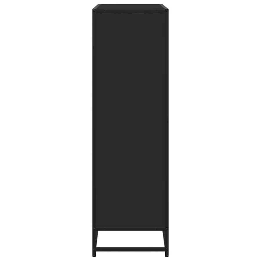 Bibliothèque noir 97,5x33x107,5 cm bois d'ingénierie et métal - 5