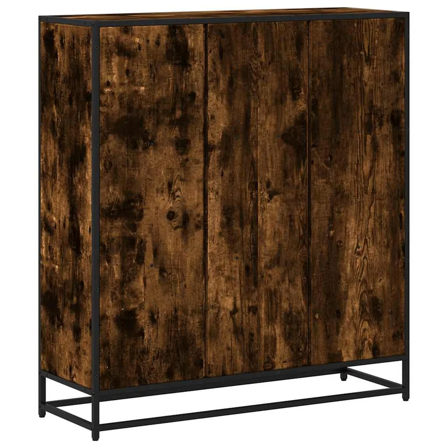 Bibliothèque chêne fumé 97,5x33x107,5cm bois d'ingénierie métal - 6