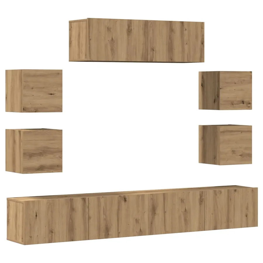 Ensemble de meuble TV mural 7 pcs chêne artisanal - 2
