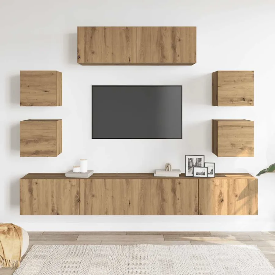 Ensemble de meuble TV mural 7 pcs chêne artisanal - 3