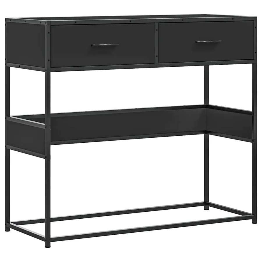 Table console noir 90x35x80 cm bois d'ingénierie - 2