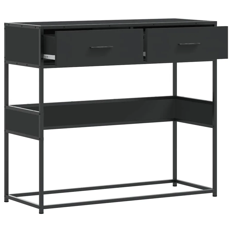 Table console noir 90x35x80 cm bois d'ingénierie - 7