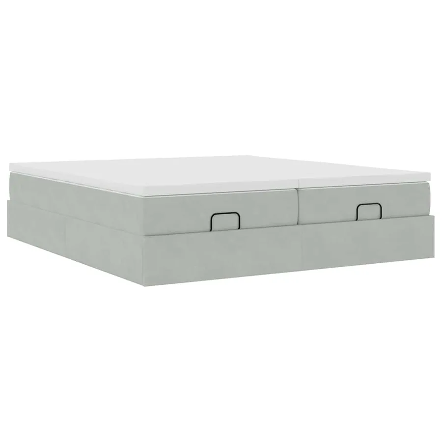 Cadre de lit ottoman avec matelas gris clair 200x200 cm velours - 5