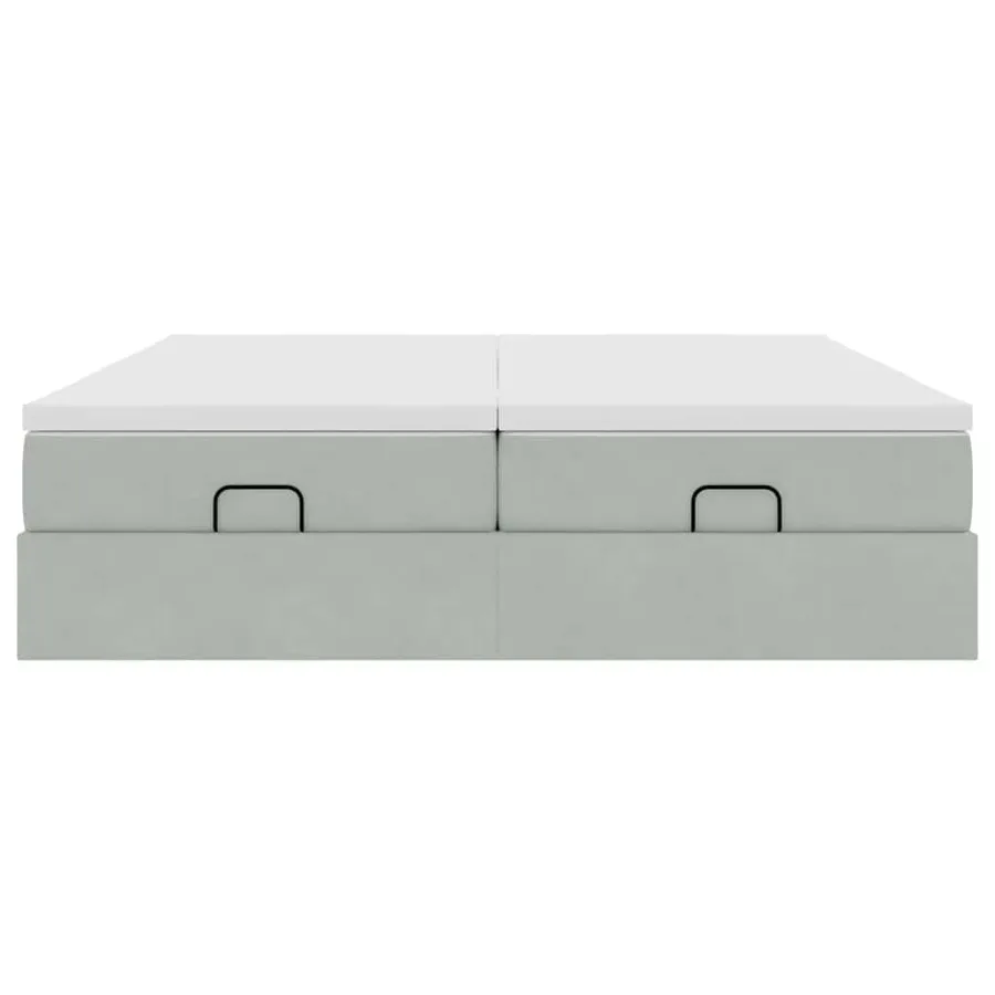 Cadre de lit ottoman avec matelas gris clair 200x200 cm velours - 6