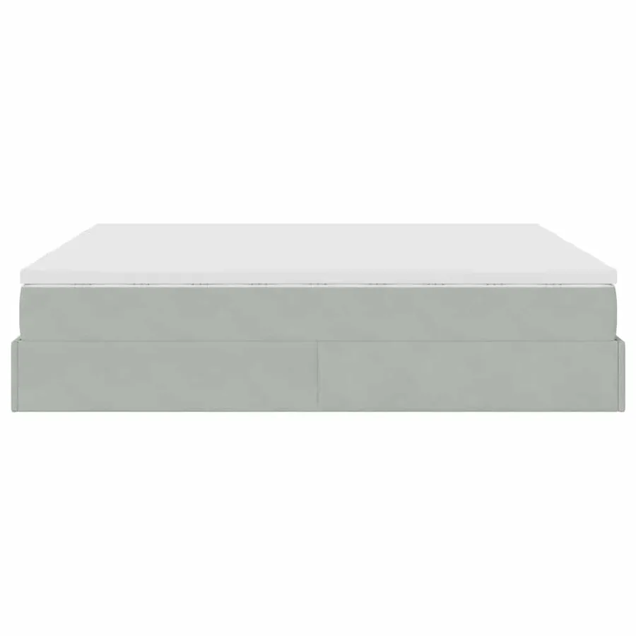 Cadre de lit ottoman avec matelas gris clair 200x200 cm velours - 8