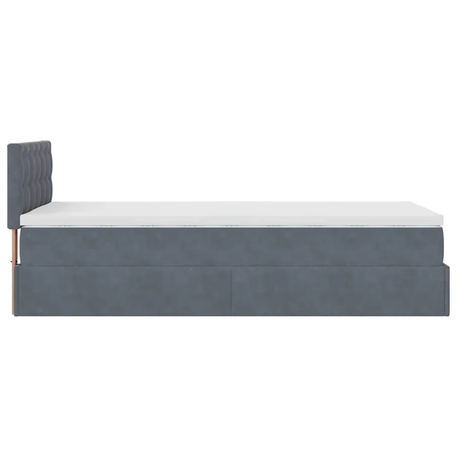 Cadre de lit ottoman avec matelas gris foncé 100x200 cm velours - 10