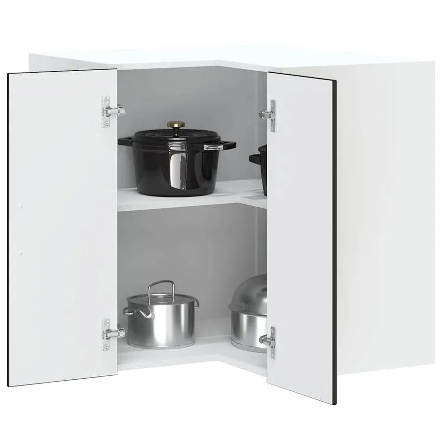 Armoire murale d'angle de cuisine Kalmar noir bois d'ingénierie