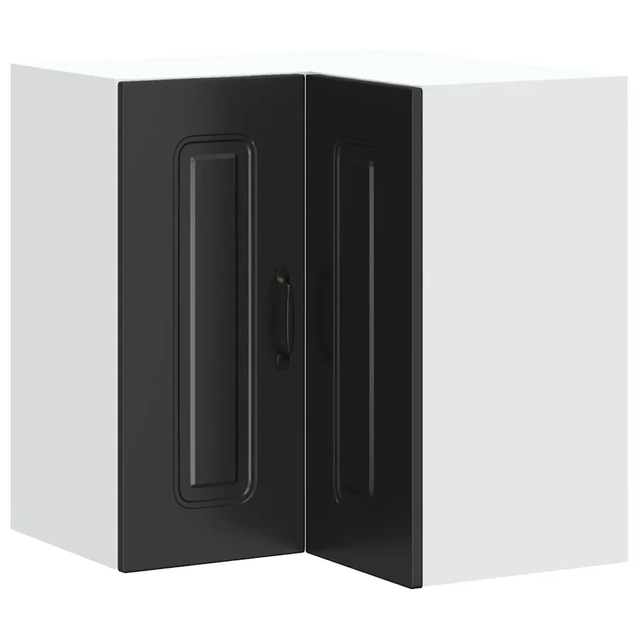 Armoire murale d'angle de cuisine Kalmar noir bois d'ingénierie - 2