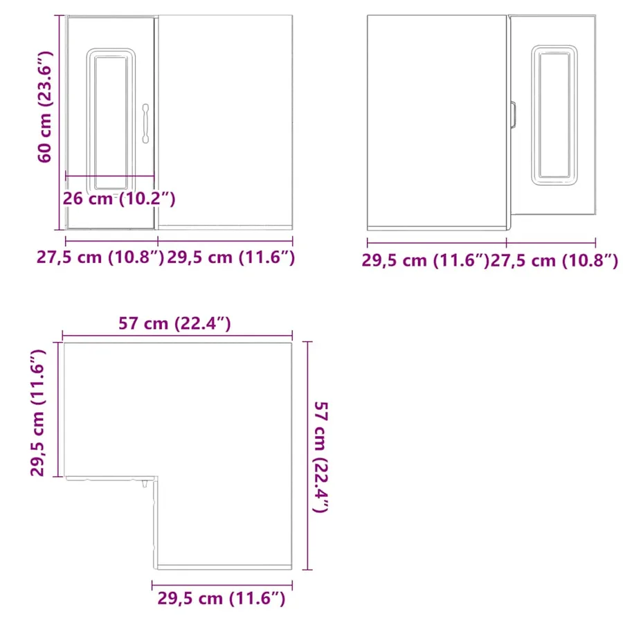 Armoire murale d'angle de cuisine Kalmar chêne marron - 11