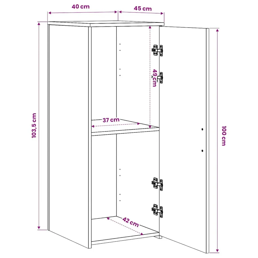 Armoire de rangement Blanc 40x45x103,5 cm Bois d'ingénierie - 11