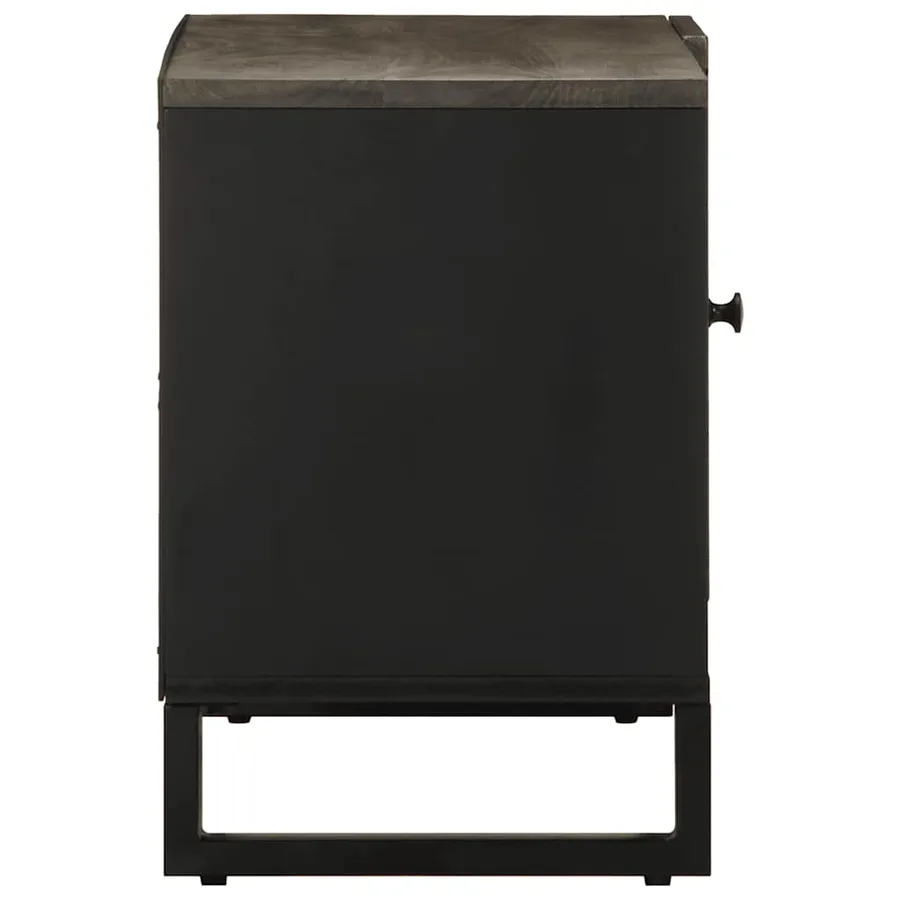 Meuble TV noir 80x33x46 cm bois massif de manguier - 4