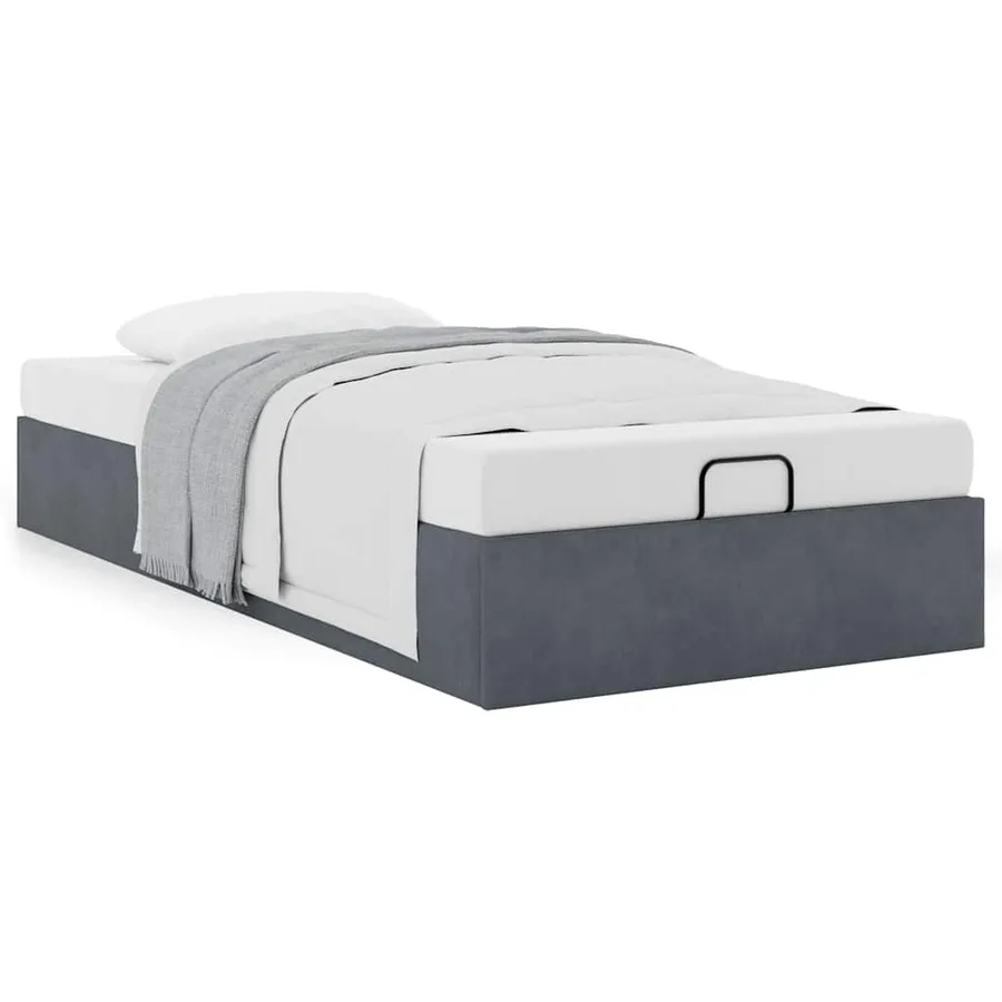 Cadre de lit ottoman sans matelas gris foncé 100x200 cm velours - 4