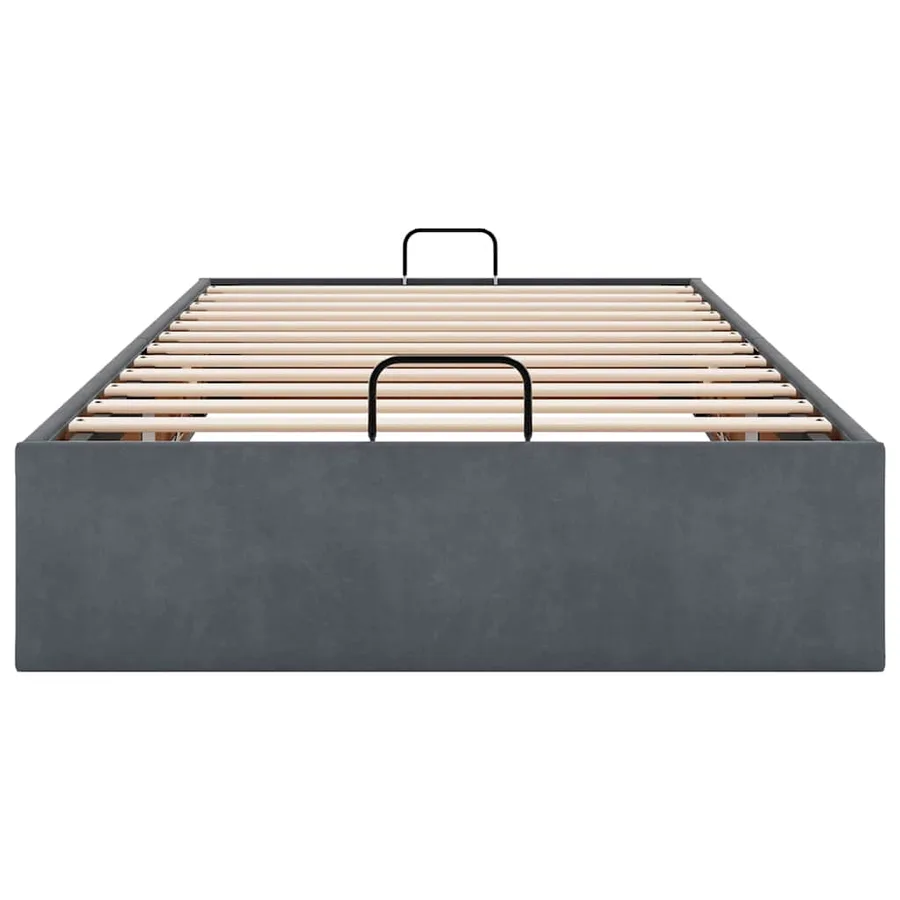 Cadre de lit ottoman sans matelas gris foncé 100x200 cm velours - 7