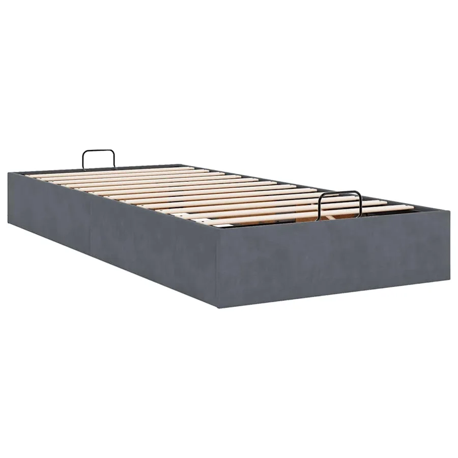 Cadre de lit ottoman sans matelas gris foncé 100x200 cm velours - 9