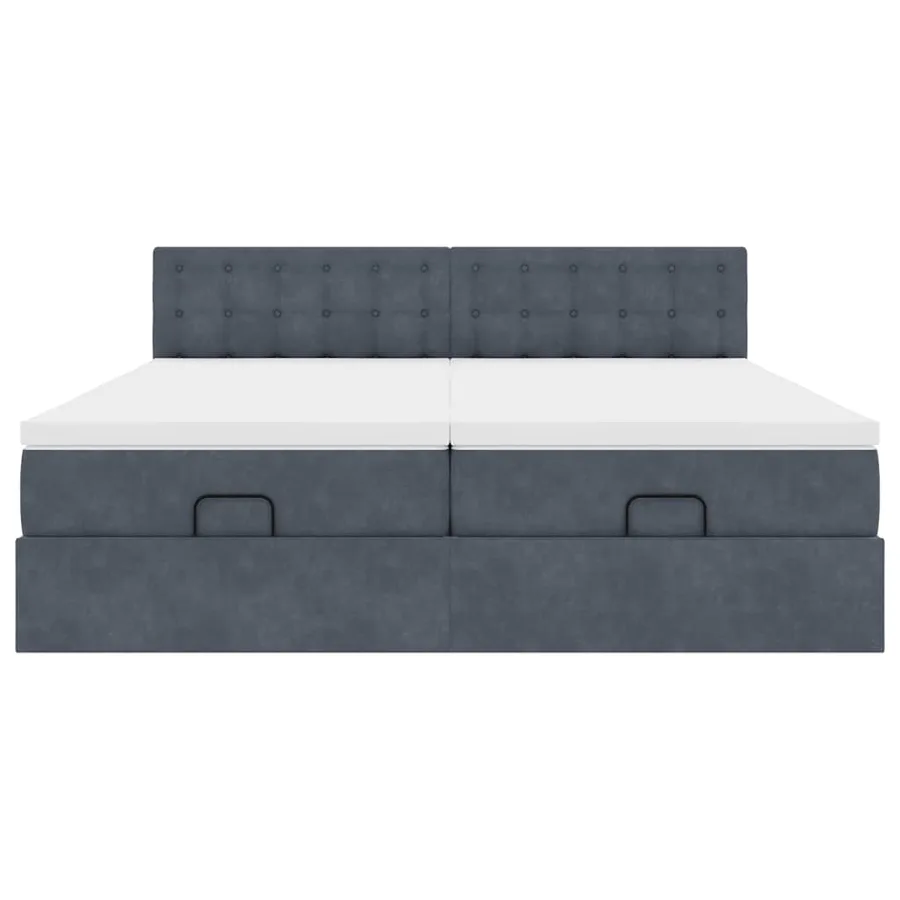 Cadre de lit ottoman avec matelas gris foncé 200x200 cm velours - 7