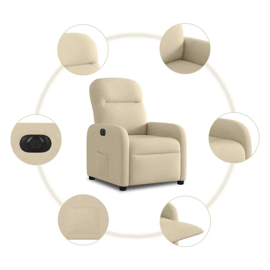 Fauteuil inclinable électrique Crème Tissu - 10