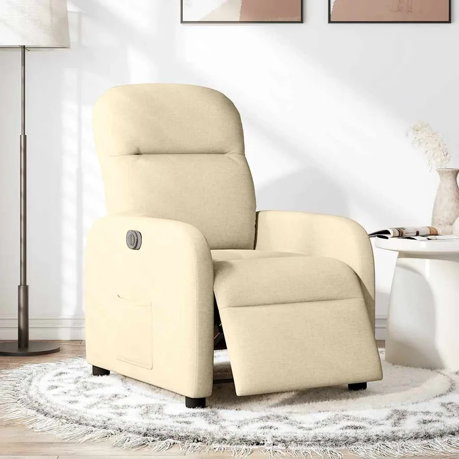 Fauteuil inclinable électrique Crème Tissu - 2