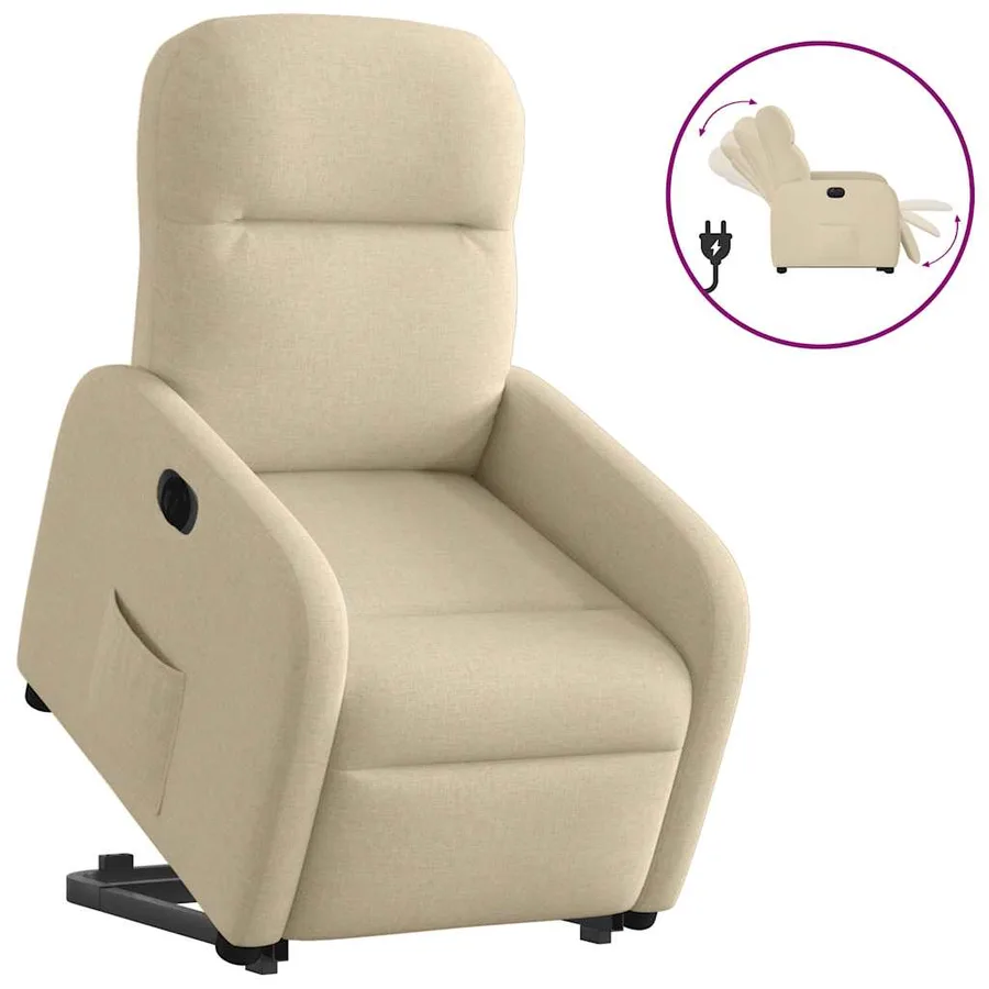 Fauteuil inclinable électrique crème tissu - 2