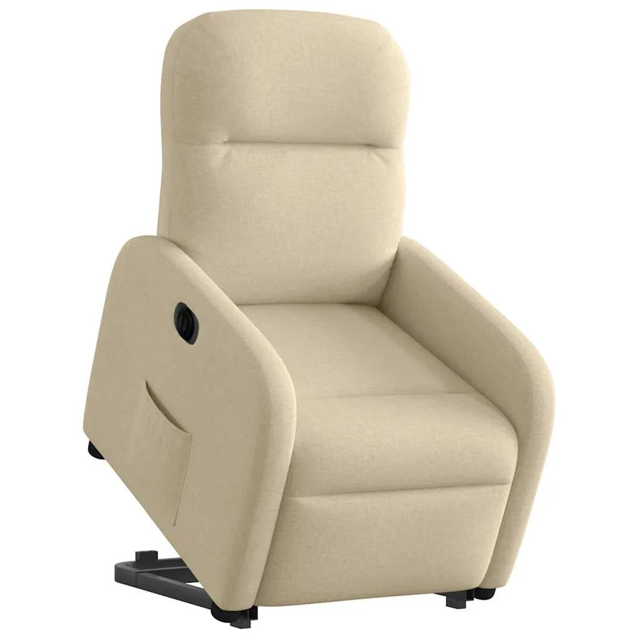 Fauteuil inclinable électrique crème tissu - 3
