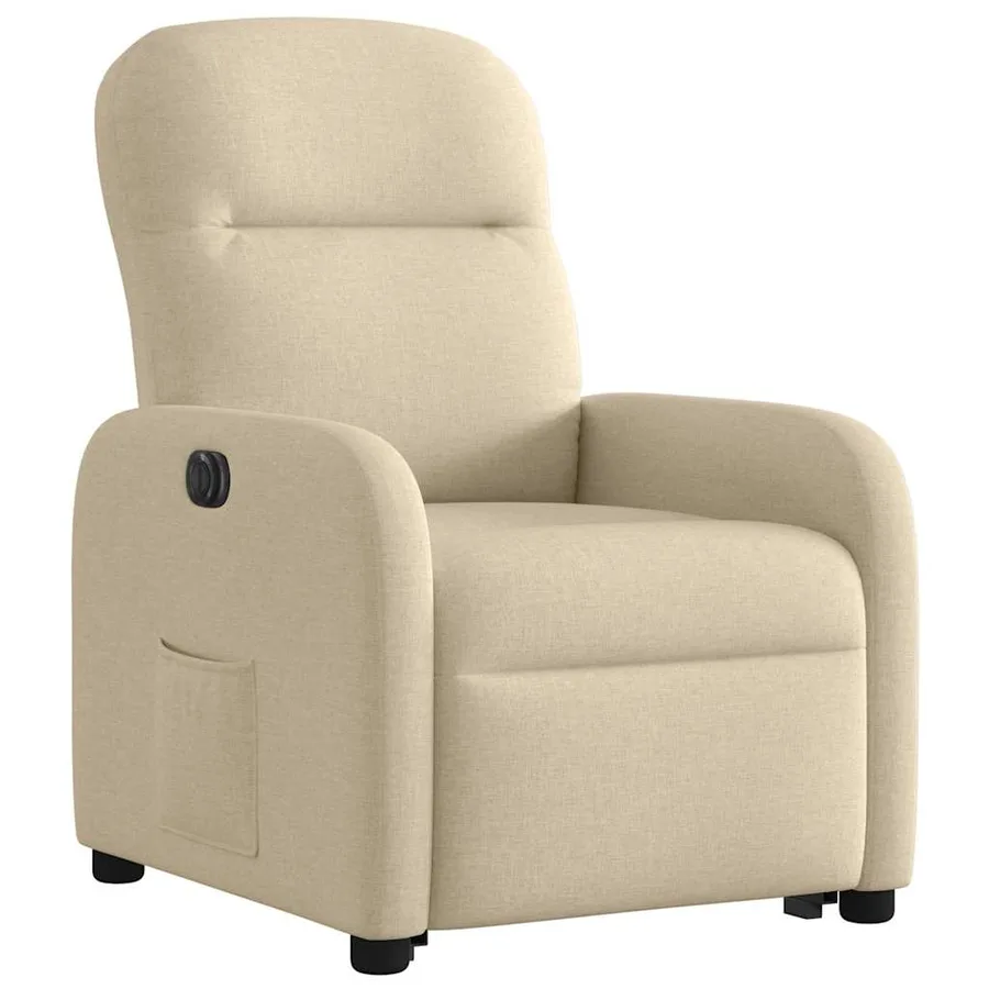 Fauteuil inclinable électrique crème tissu - 4