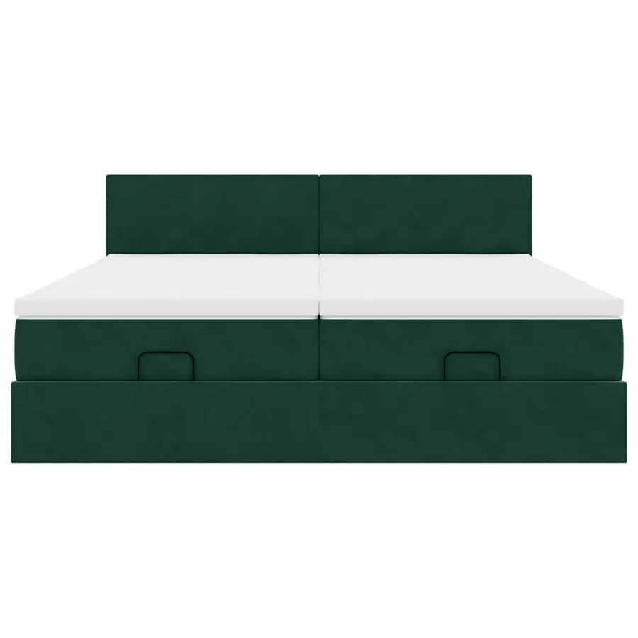 Cadre de lit ottoman avec matelas vert foncé 200x200 cm velours - 7