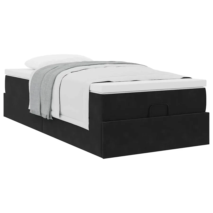 Cadre de lit ottoman avec matelas noir 90x200 cm velours - 4
