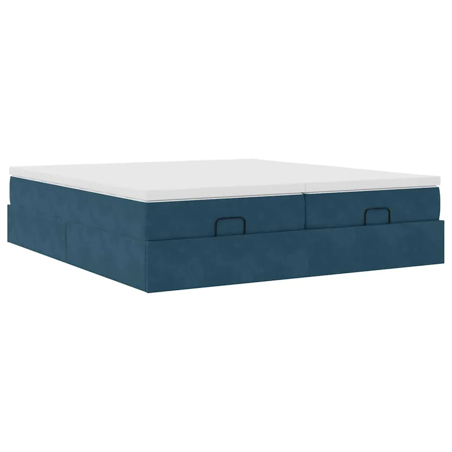 Cadre de lit ottoman avec matelas bleu foncé 180x200 cm velours - 5