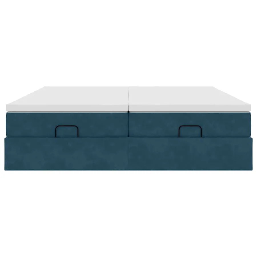 Cadre de lit ottoman avec matelas bleu foncé 180x200 cm velours - 6