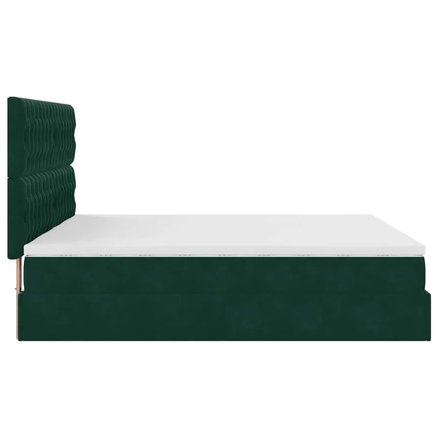Cadre de lit ottoman avec matelas vert foncé 200x200 cm velours - 8