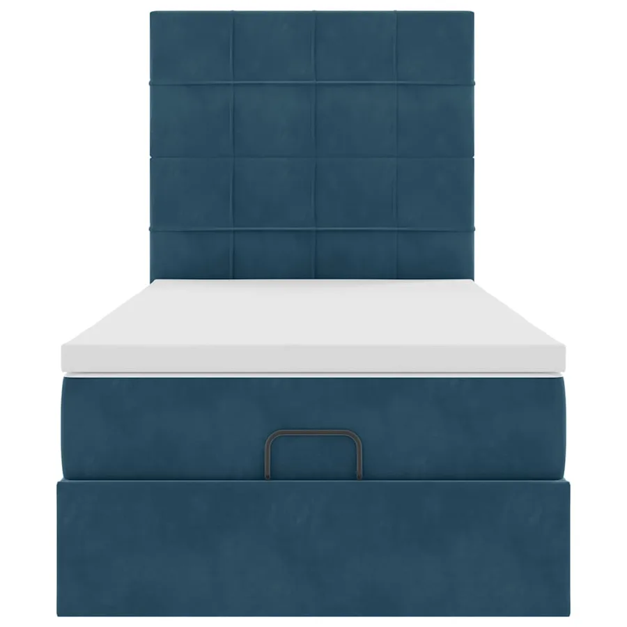 Cadre de lit ottoman avec matelas bleu foncé 90x200 cm velours - 8