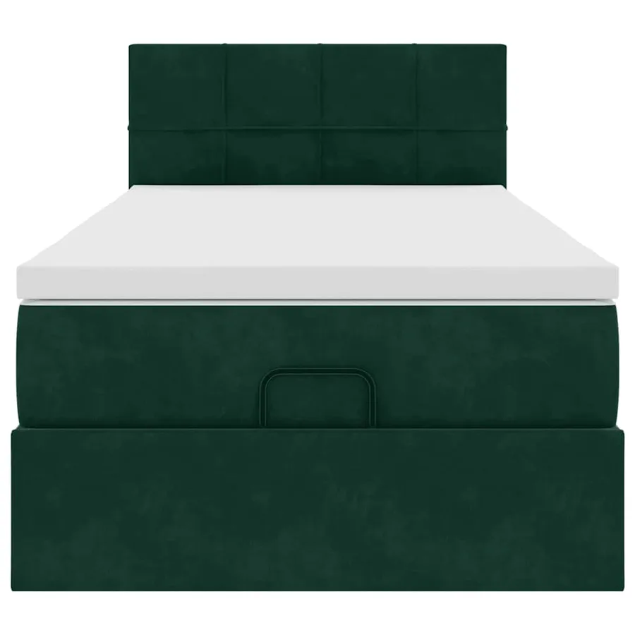 Cadre de lit ottoman avec matelas vert foncé 100x200 cm velours - 6