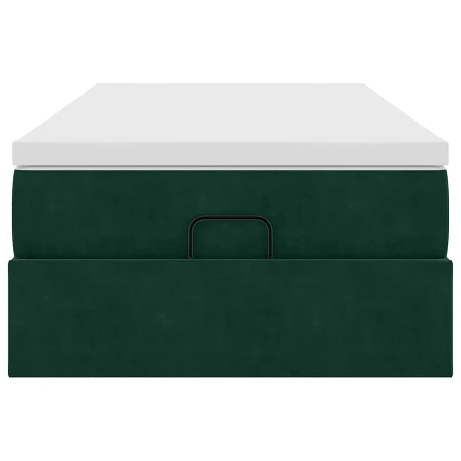 Cadre de lit ottoman avec matelas vert foncé 100x200 cm velours - 7