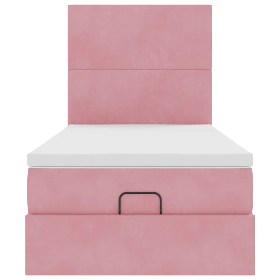 Cadre de lit ottoman avec matelas rose 90x200 cm velours - 7