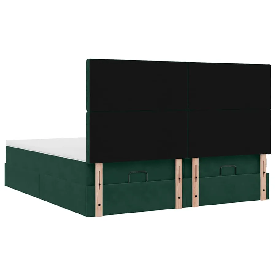 Cadre de lit ottoman avec matelas vert foncé 200x200 cm velours - 10
