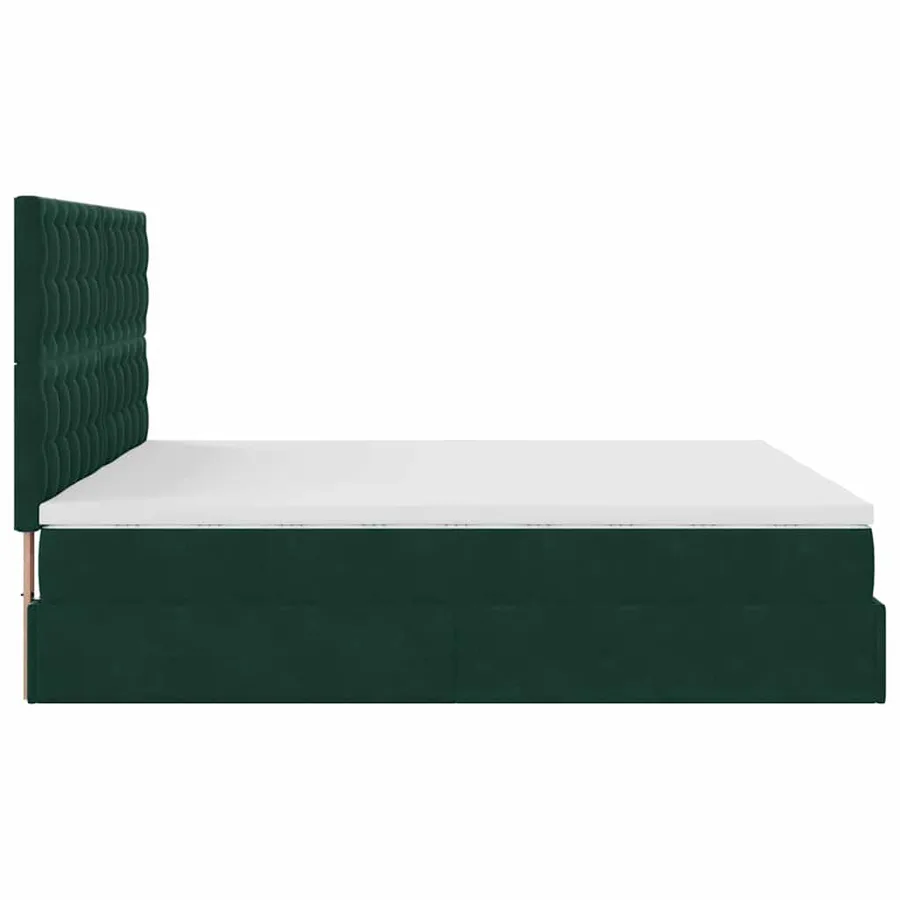 Cadre de lit ottoman avec matelas vert foncé 200x200 cm velours - 9
