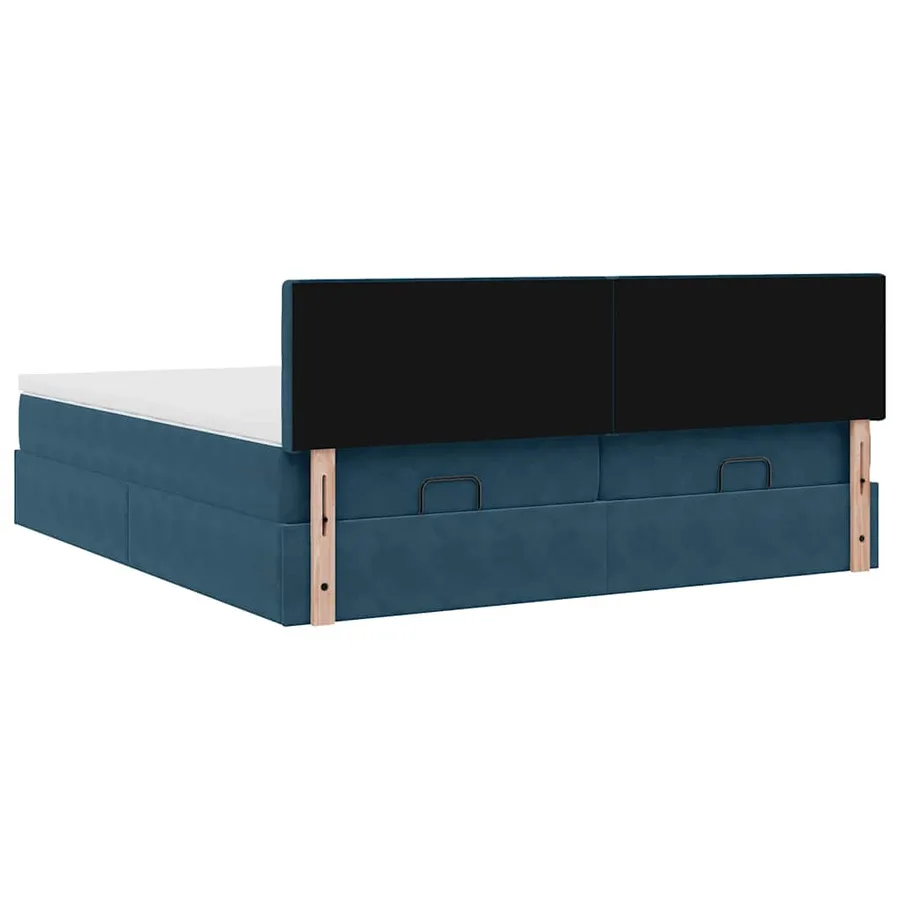 Cadre de lit ottoman avec matelas bleu foncé 200x200 cm velours - 11