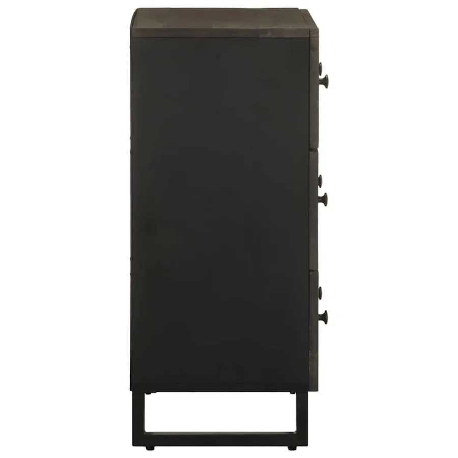 Buffets 2 pcs noir 60x33x75 cm bois massif de manguier - 5