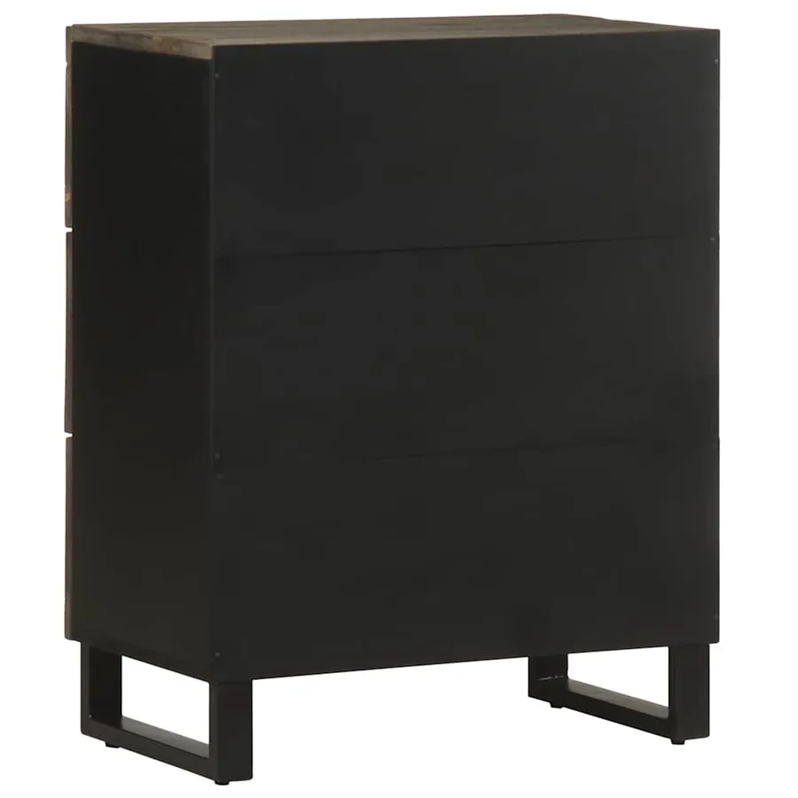 Buffets 2 pcs noir 60x33x75 cm bois massif de manguier - 6