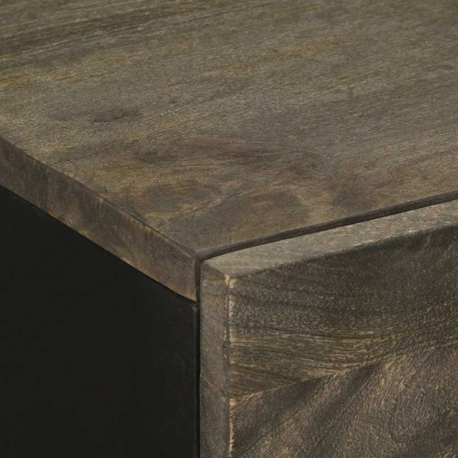 Buffets 2 pcs noir 60x33x75 cm bois massif de manguier - 7