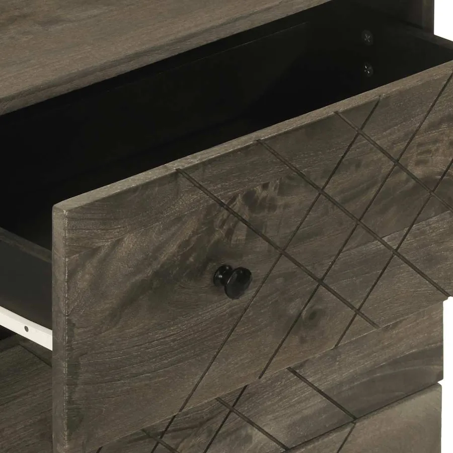 Buffets 2 pcs noir 60x33x75 cm bois massif de manguier - 8