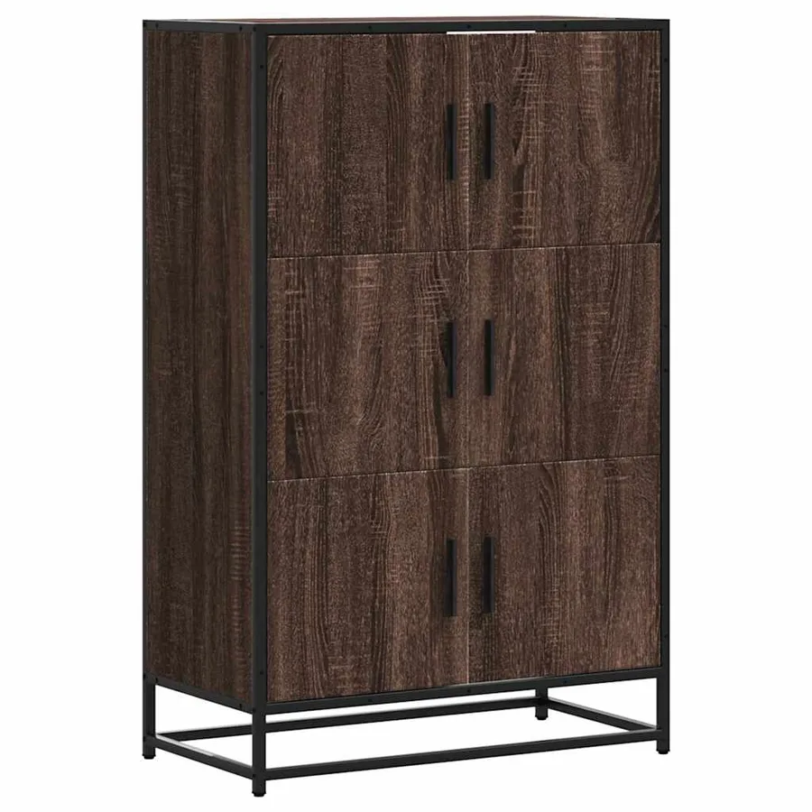 Buffet haut chêne marron 68x35x106,5 cm bois ingénierie métal - 2