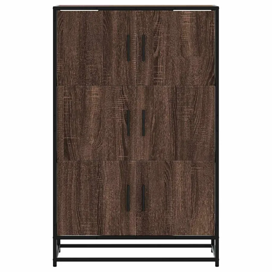 Buffet haut chêne marron 68x35x106,5 cm bois ingénierie métal - 4
