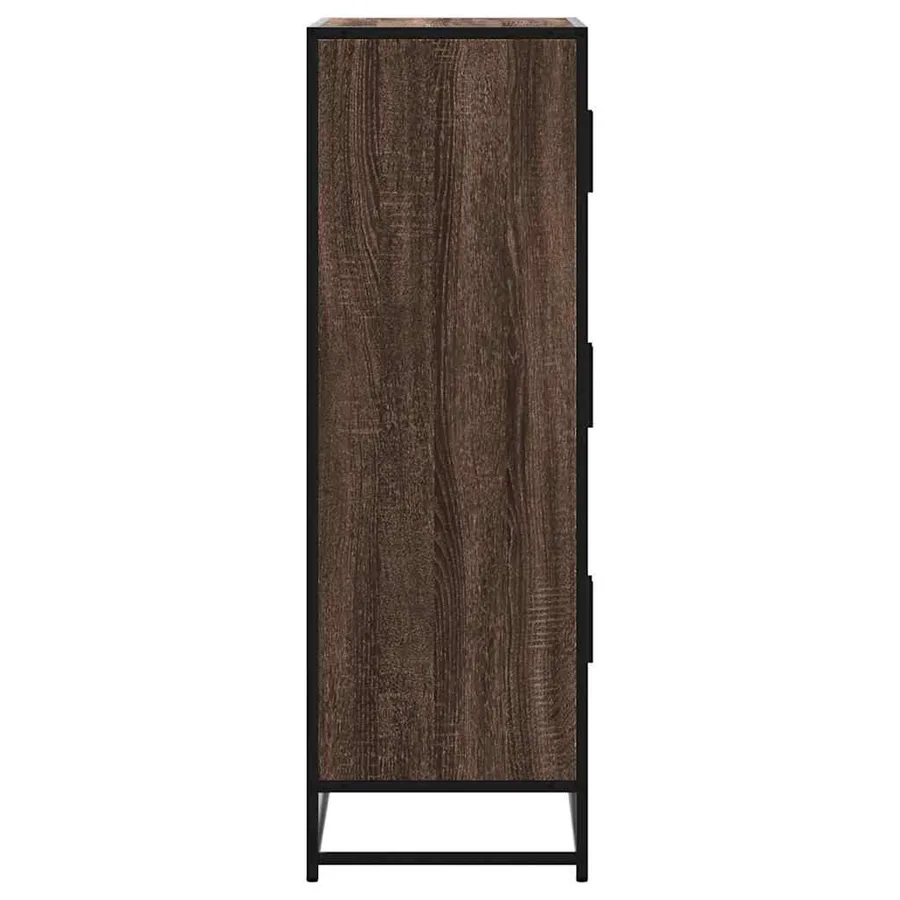 Buffet haut chêne marron 68x35x106,5 cm bois ingénierie métal - 5