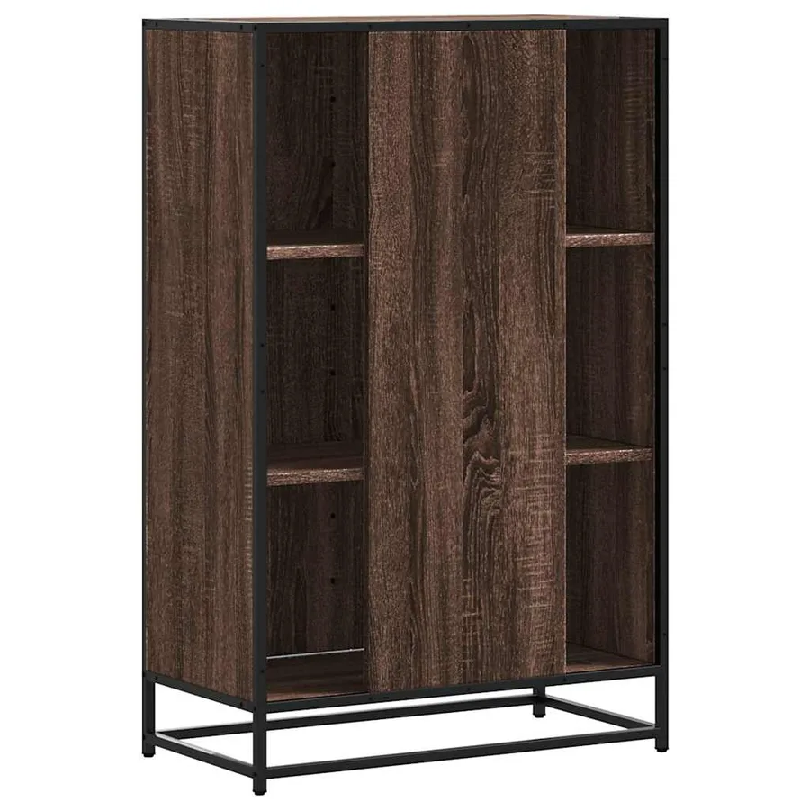 Buffet haut chêne marron 68x35x106,5 cm bois ingénierie métal - 6