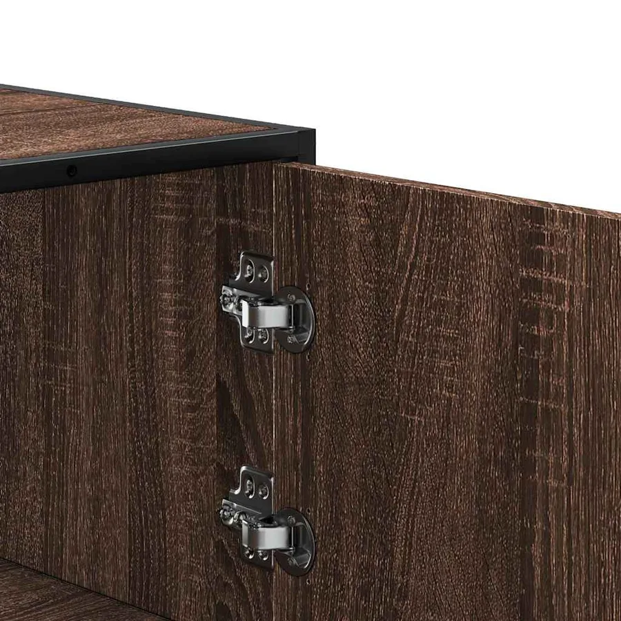 Buffet haut chêne marron 68x35x106,5 cm bois ingénierie métal - 8