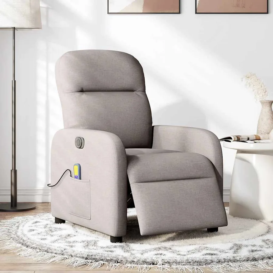 Fauteuil de massage inclinable électrique Taupe Tissu - 2